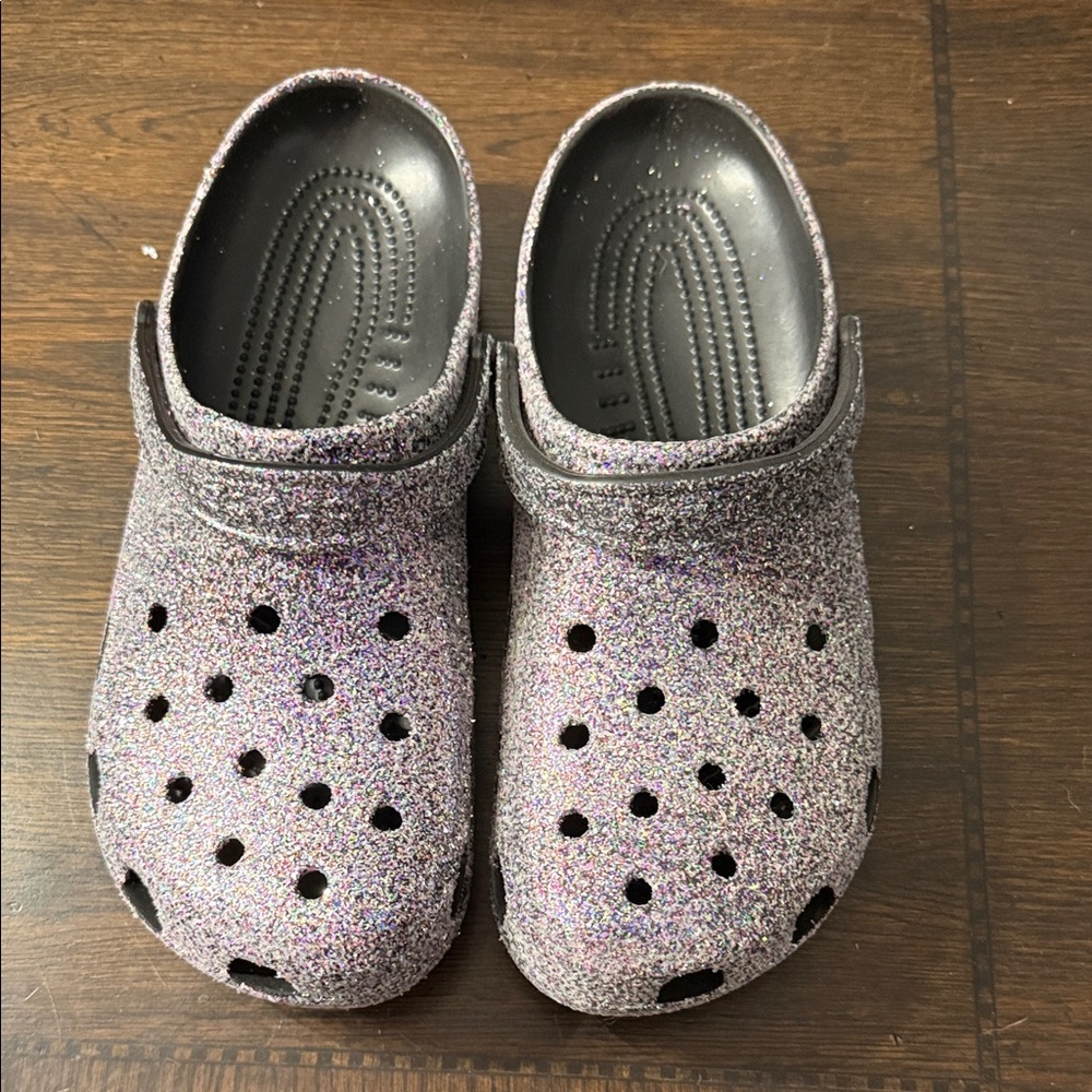 CROCS Glittery Clogs - Black and Purple